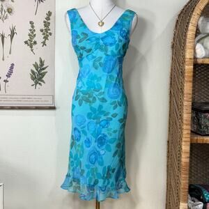 Vintage 90s Y2k Chiffon Floral Dress Romantic Fairy Whimsy Sexy Garden Party 5 S